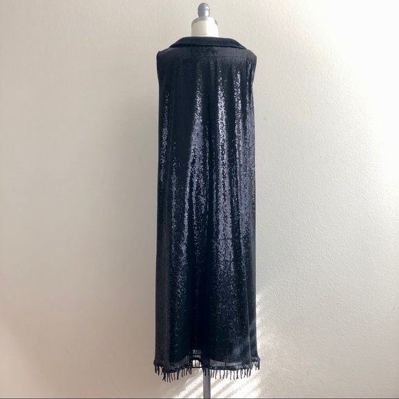 Bespoke Hand Sequined Plunge Neckline Shift Dress - Picture 5 of 5